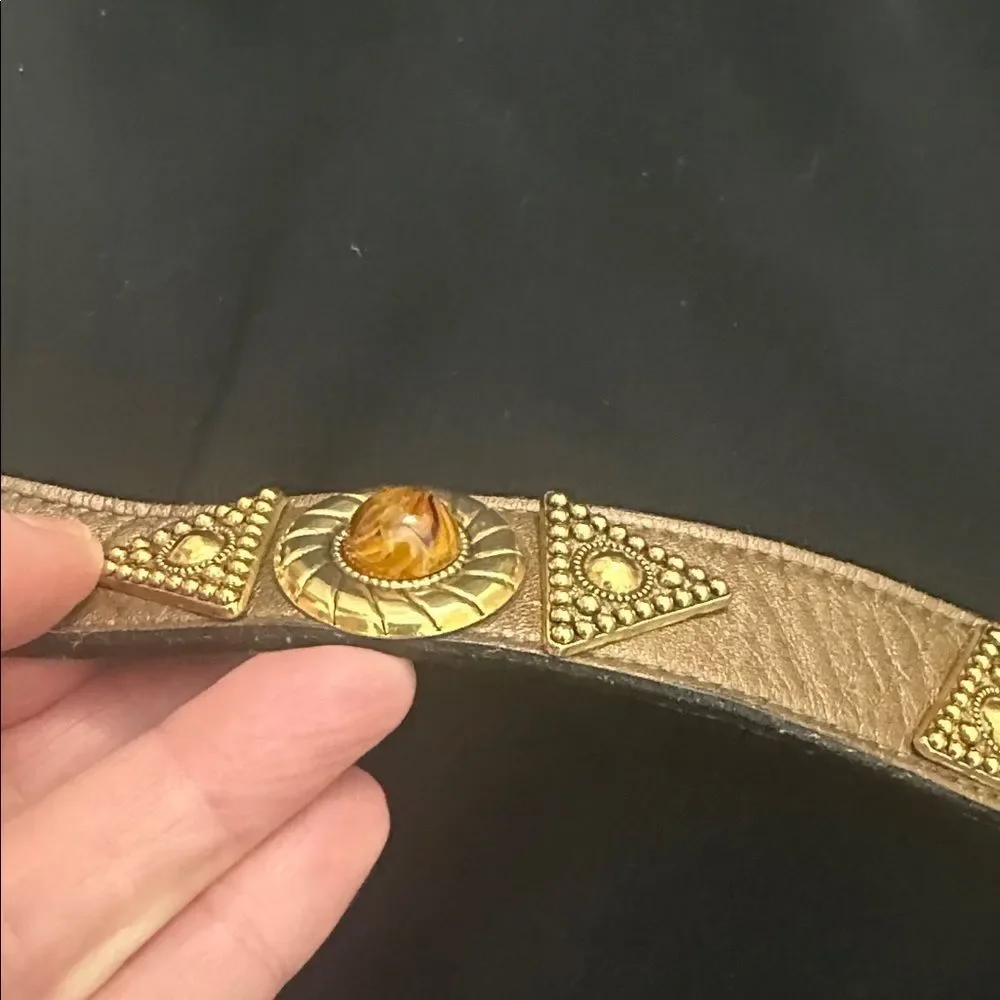 Leatherock San Diego 100%  leather brown bronze tigers eye medium m belt boho